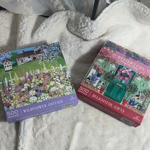Galison set of 2 500 piece puzzles wildflower cottage and delightful gifts